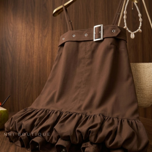 Váy Hai Dây Dáng Suông Phối Bèo Đi Biển Nhi Boutique