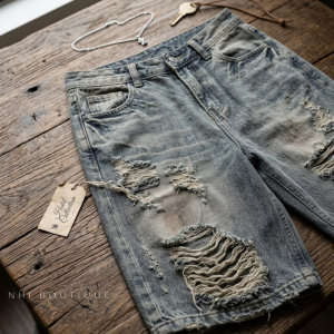 Quần Jean Lửng Ống Rộng Rách Gối Cá Tính Nhi Boutique