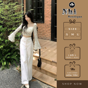 Quần Kaki Ống Suông Rộng Cạp Cao Cao Cấp Nhi Boutique
