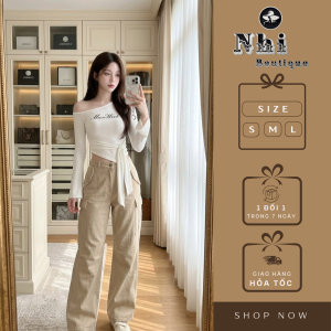 Quần Kaki Túi Hộp Ống Suông Cạp Cao Nhi Boutique