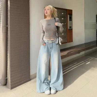 Quần jean nữ ống rộng